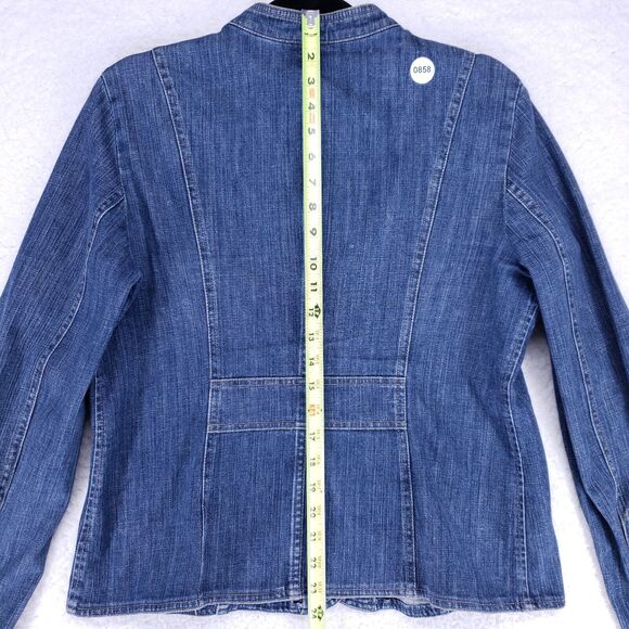 Laura Petites Button Up Blue Jean Jacket Womens size 12 Denim Casual Coat - Picture 6 of 8